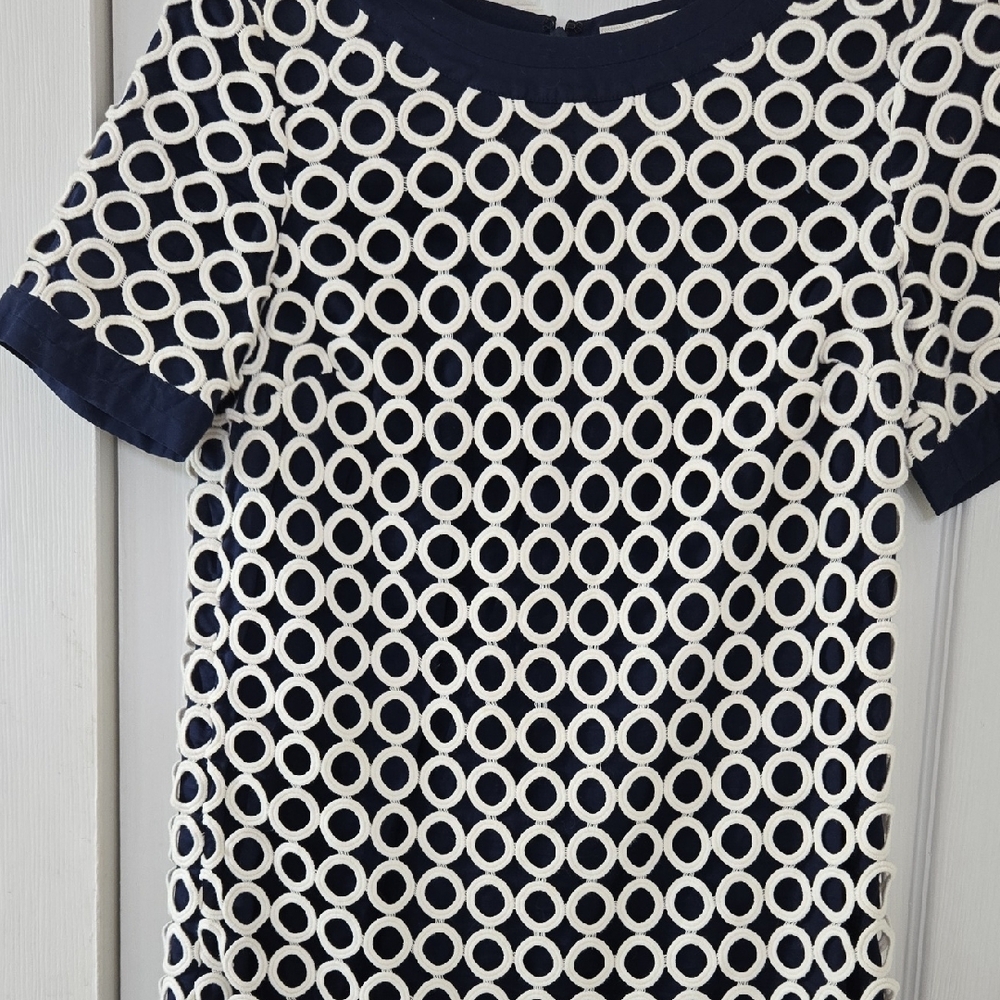 Boden Blue and White Graphic Midi Dress